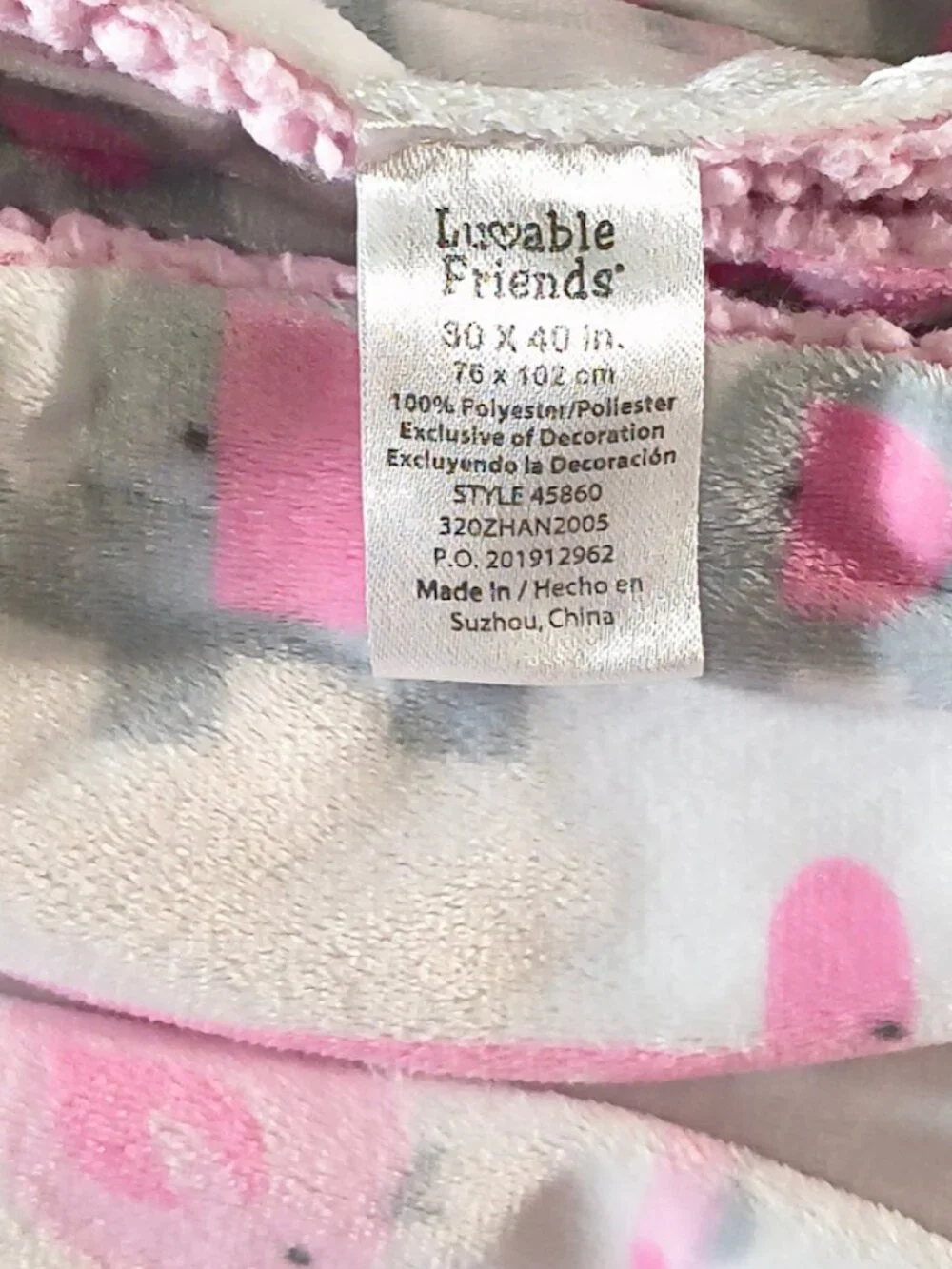 Luvable Friends Elephant Giraffe Bird Heart Sherpa Security Blanket 30